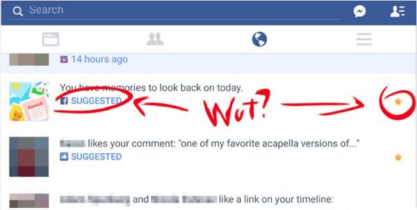 Facebook suggerisce le notifiche importati