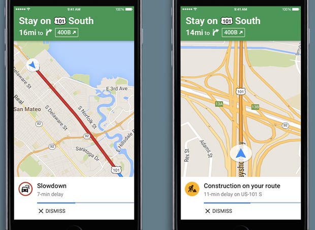 Gli avvisi vocali sul traffico nella versione iOS dell'applicazione Google Maps