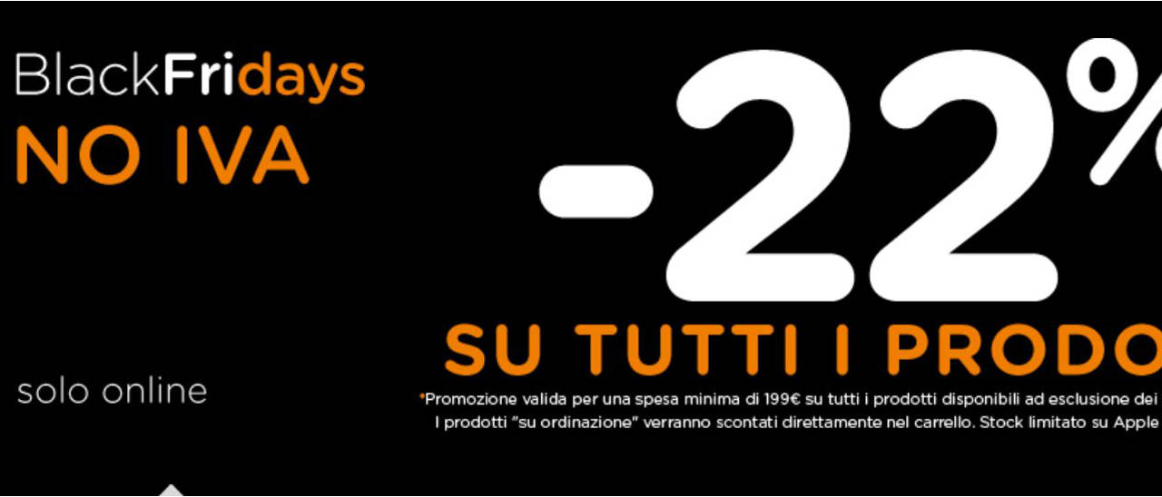 Black Friday, Unieuro sconta l'IVA