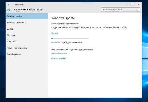 Windows 10, nuovo aggiornamento cumulativo