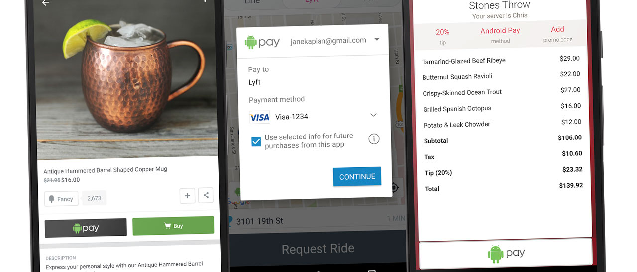 Android Pay anche per gli acquisti dalle app