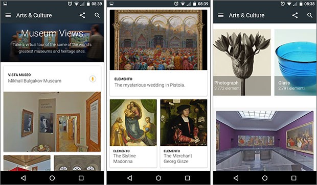 Screenshot per l'applicazione Arts & Culture di Google