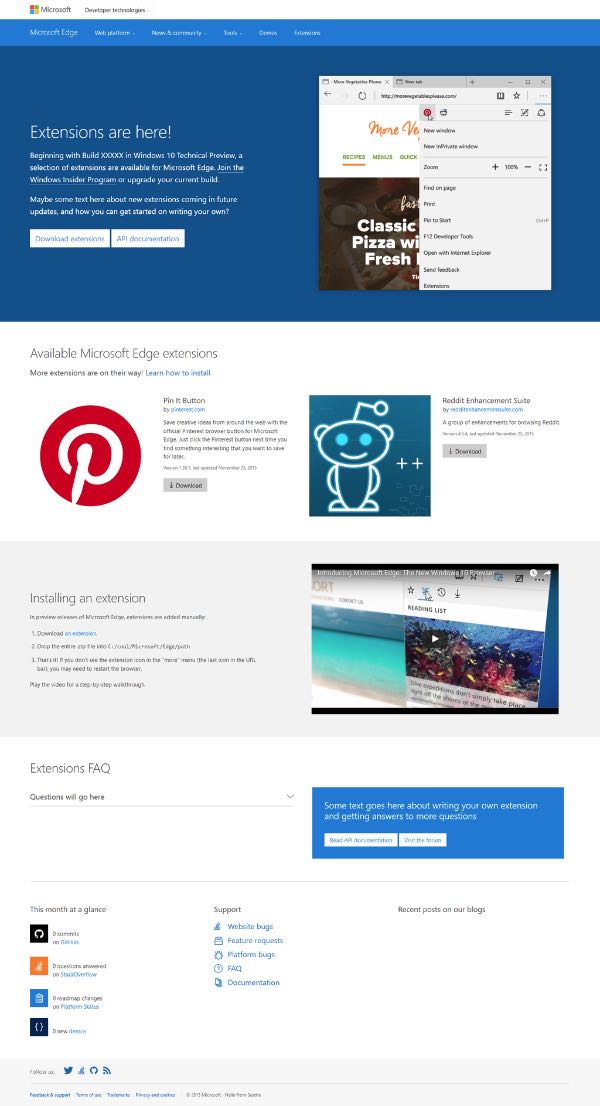 Windows 10, tracce delle estensioni per Edge