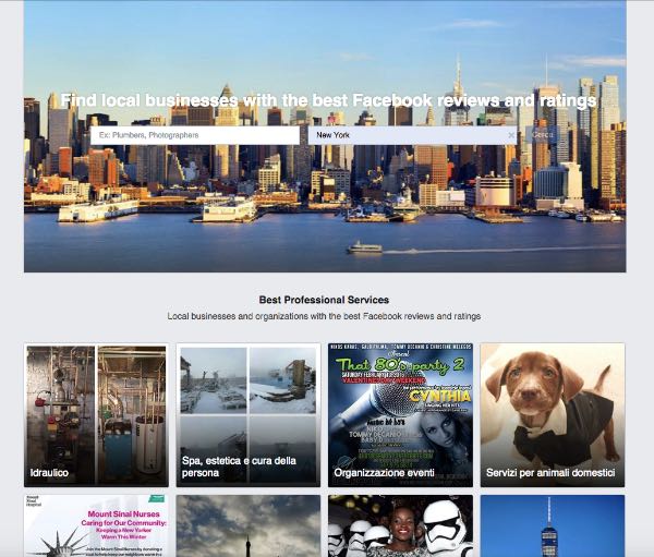 Facebook vole fare concorrenza a Yelp