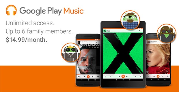 L'abbonamento a Google Play Musica per tutta la famiglia, per 14,99 dollari al mese