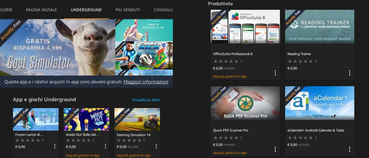 Amazon cambia le app con Underground
