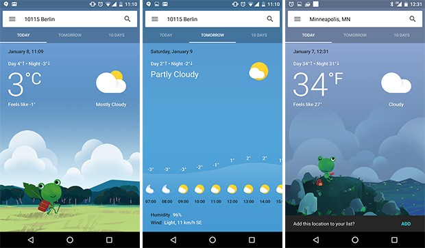 Una nuova grafica per la scheda delle previsioni meteo su Google Now