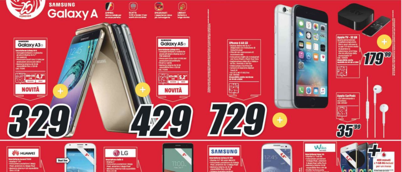 Volantino MediaWorld, iPhone 6 64 GB a 729 euro