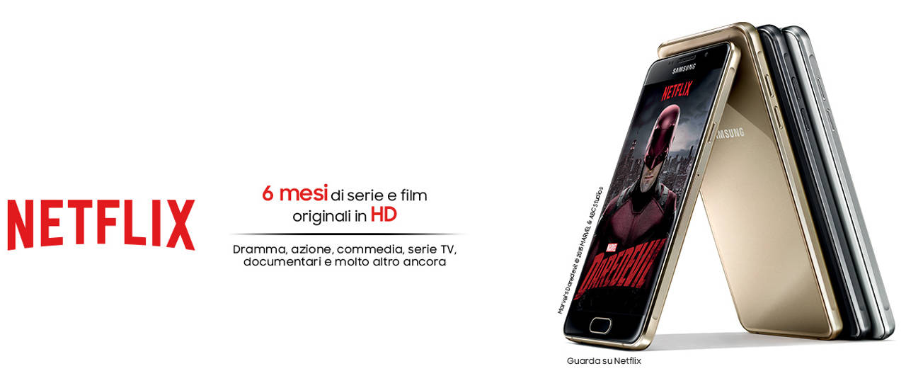 Samsung Galaxy A5 e A3 regalano Netflix