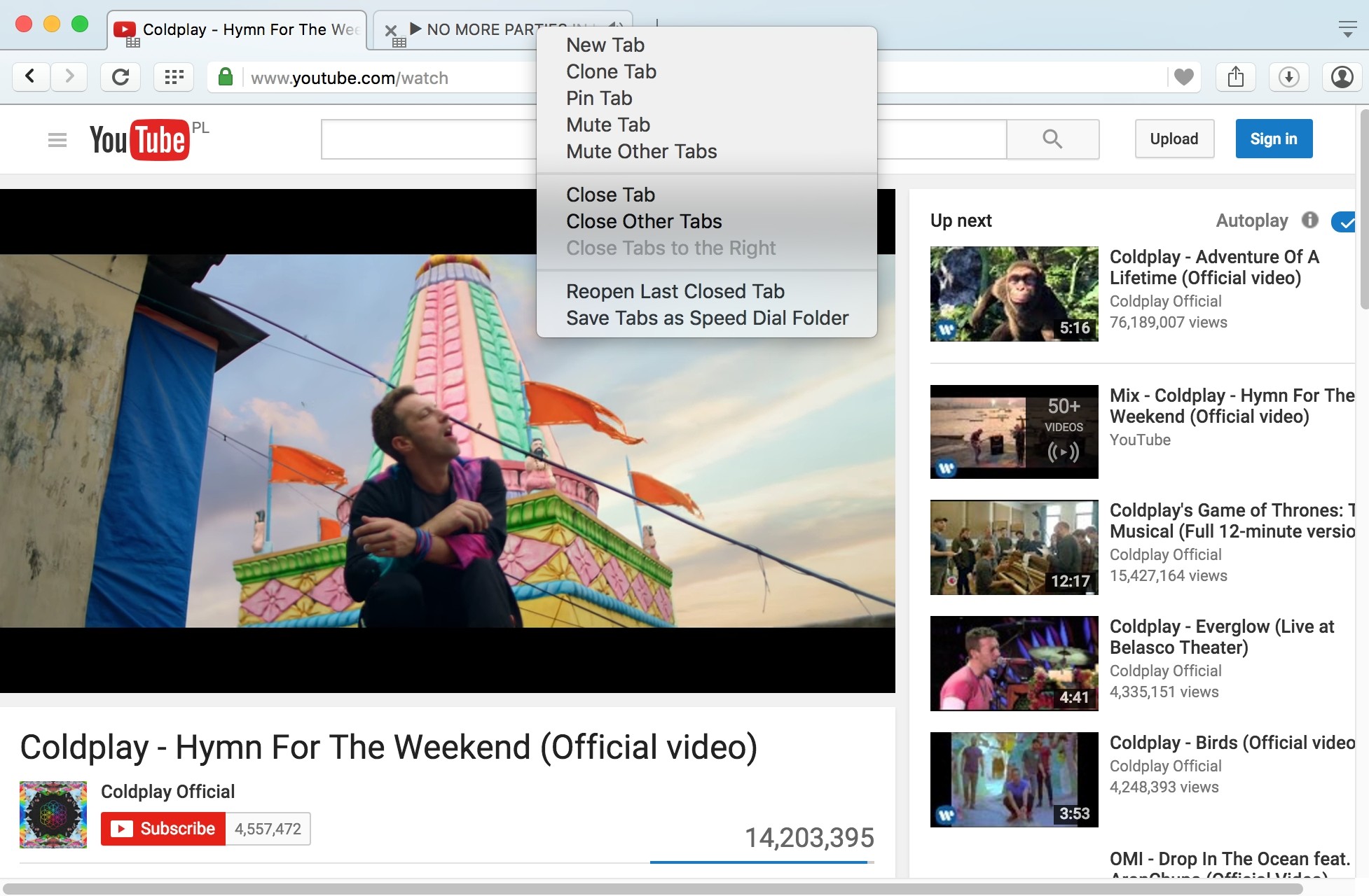 Opera 35 - Tab muting