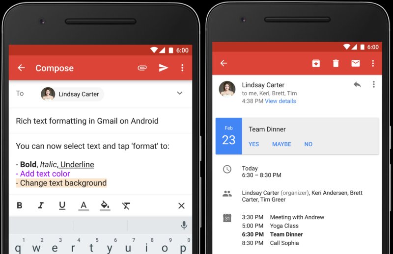 RTF e Instant RSVP - Gmail per Android