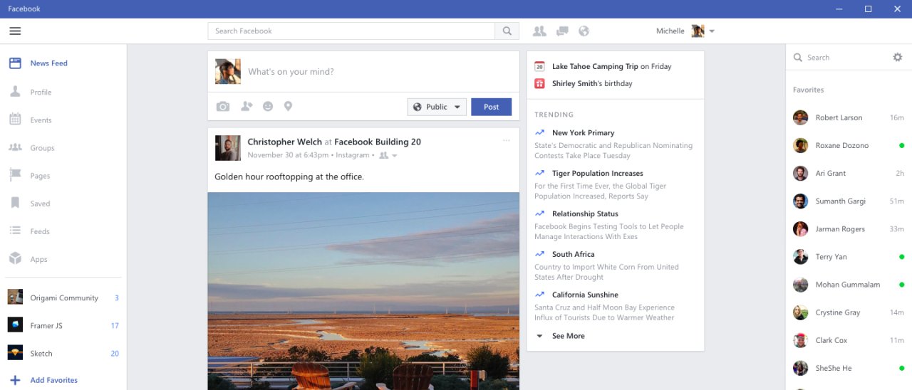 Facebook, Messenger e Instagram per Windows 10