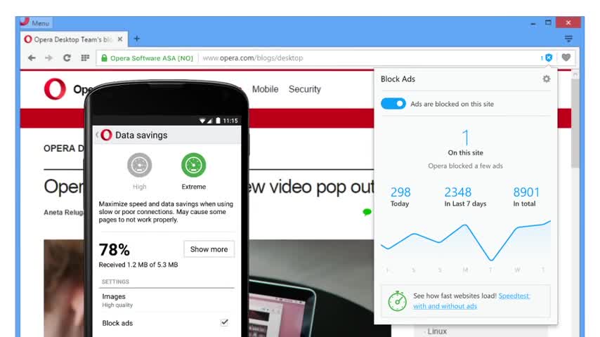 Opera mette un ad blocker nel browser