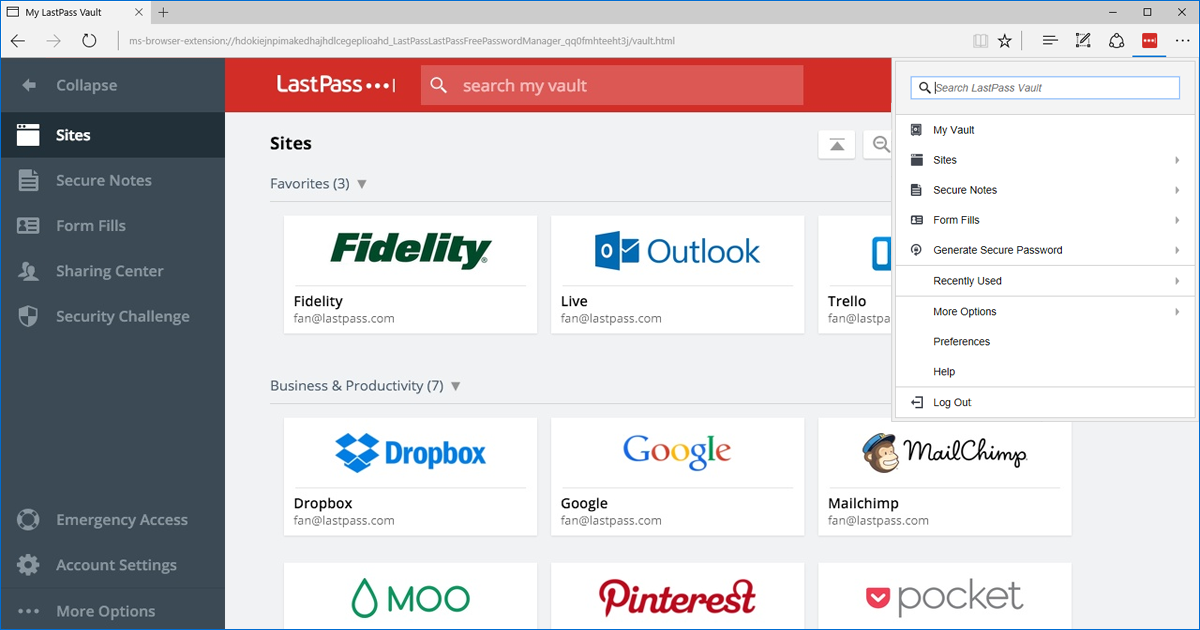 LastPass per Microsoft Edge