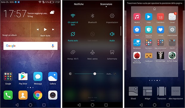 L'interfaccia dello smartphone Huawei P9 Plus