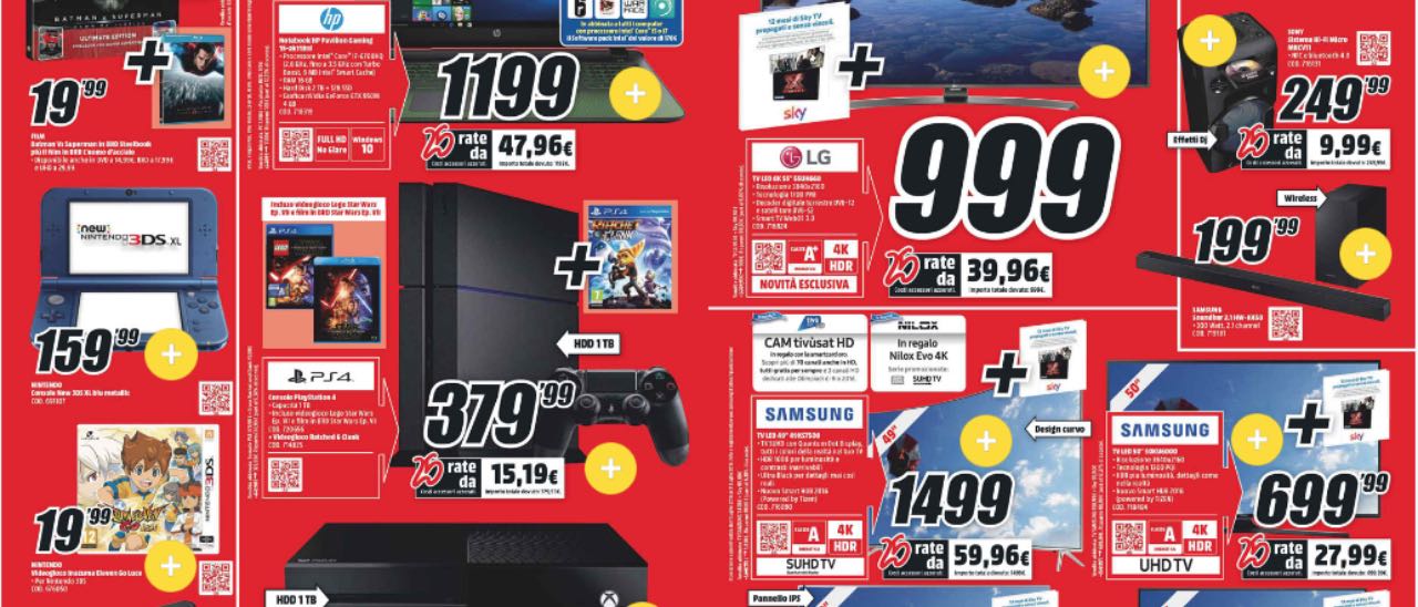 Volantino MediaWorld, Xbox One 1TB a 289 euro