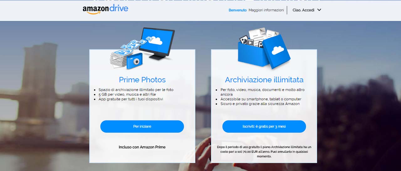 Amazon lancia il piano Archiviazione Illimitata