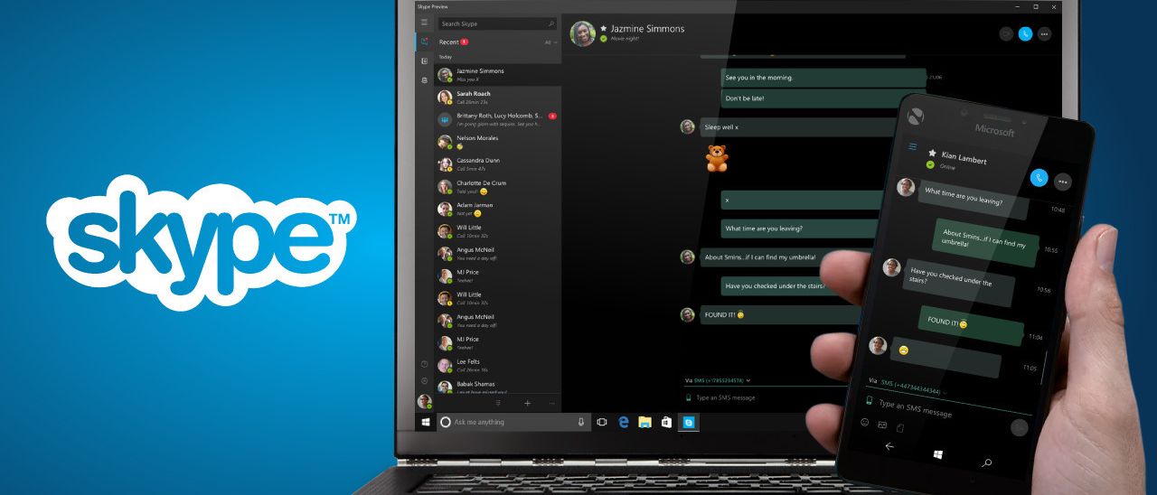 Skype Preview per Windows 10 invia SMS dal PC