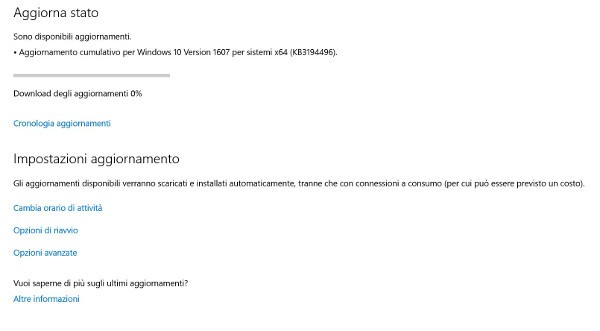 Microsoft rilascia la build 14393.22 di Windows 10