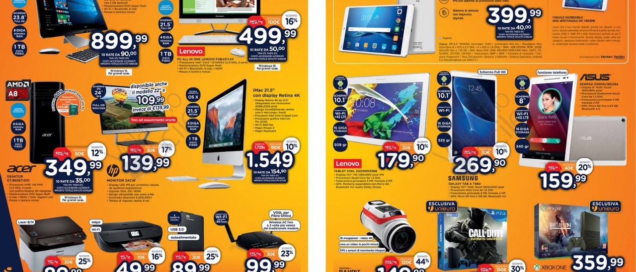 Volantino Unieuro, sconti sino al 50%