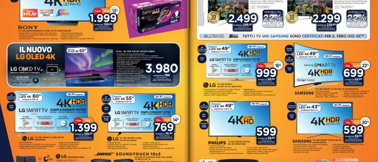 Volantino Unieuro, 15 lampadine a LED in regalo