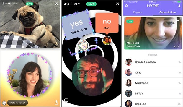 Screenshot per l'applicazione Hype su iPhone