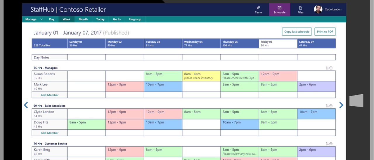 StuffHub, gestione dei turni con Office 365