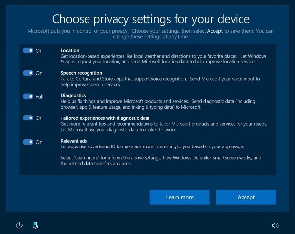 Windows 10 gestione privacy