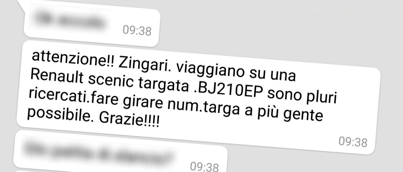 La bufala viaggia su Renault Scenic, targa BJ210EP