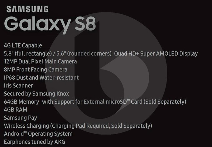 Samsung Galaxy S8 spec