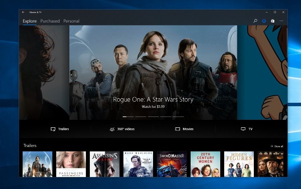 Windows 10, Project Neon su Film e TV