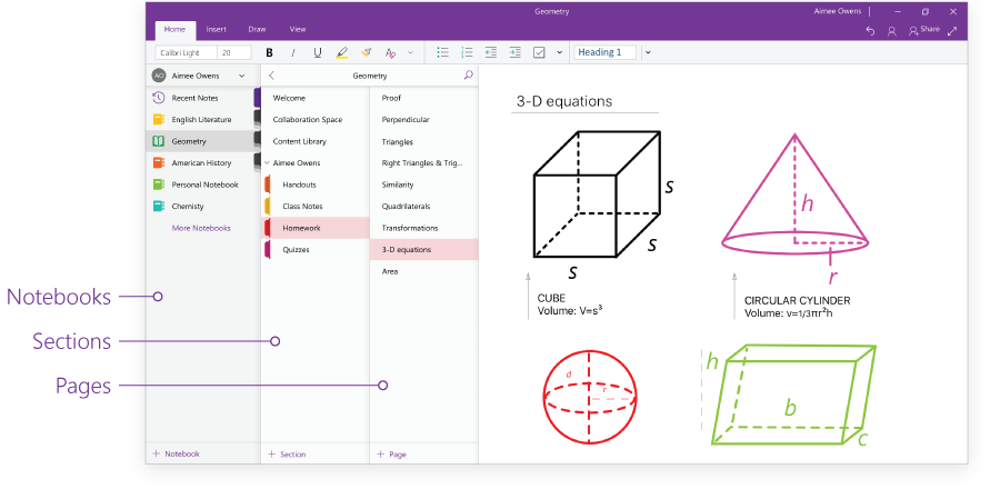 OneNote layout