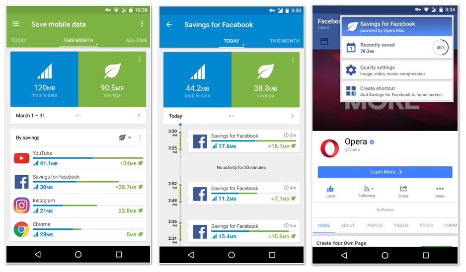 Opera Max 3.0 - Facebook savings