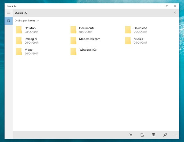 Windows 10, l'app universale di Esplora Risorse