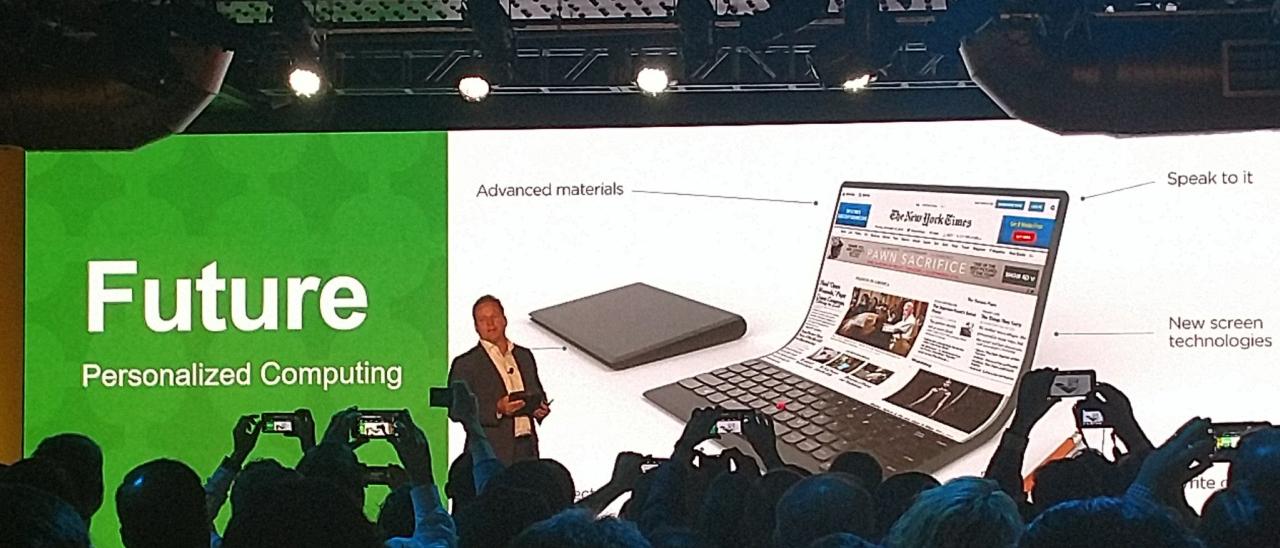 Lenovo mostra un notebook con schermo pieghevole