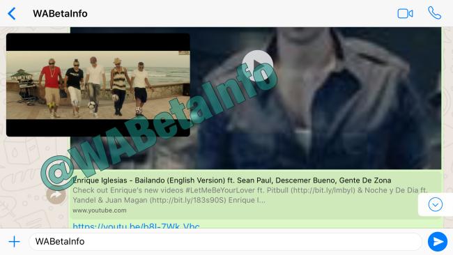 Modalità Picture-in-Picture di YouTube in WhatsApp per iOS.