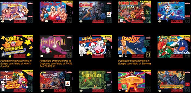 Alcuni dei 21 giochi preinstallati su Nintendo Classic Mini: Super Nintendo Entertainment System