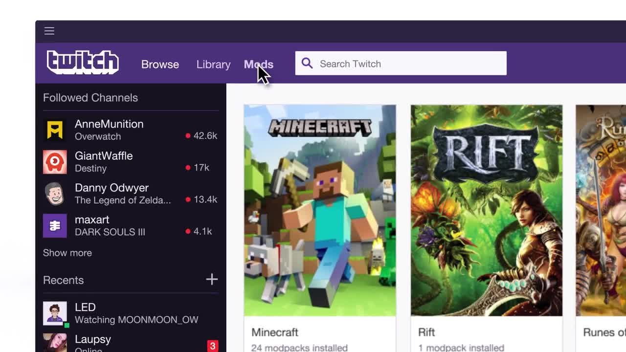 L'applicazione desktop di Twitch