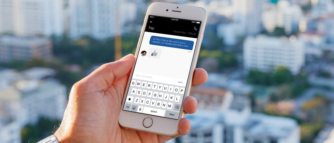 Una chat nell'applicazione di Uber