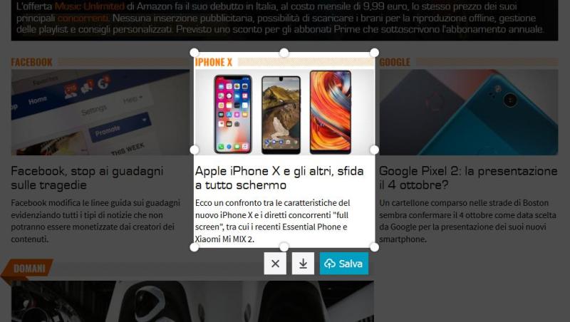 Esempio di cattura con Firefox Screenshots.