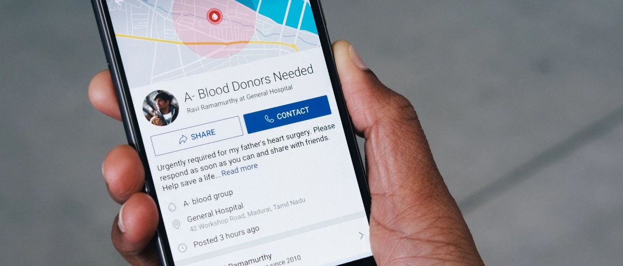 Facebook facilita la donazione di sangue