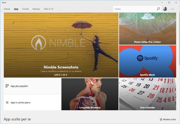 Windows 10, nuovo Windows Store con Fluent Design
