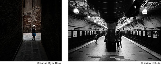A sinistra una fotografia di Jonas Dyhr Rask realizzata con la modalità Classic Chrome, a destra uno scatto di Yukio Uchida ottenuto con la modalità Acros