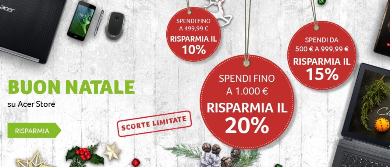 Buon Natale Acer, sconti sino al 20%