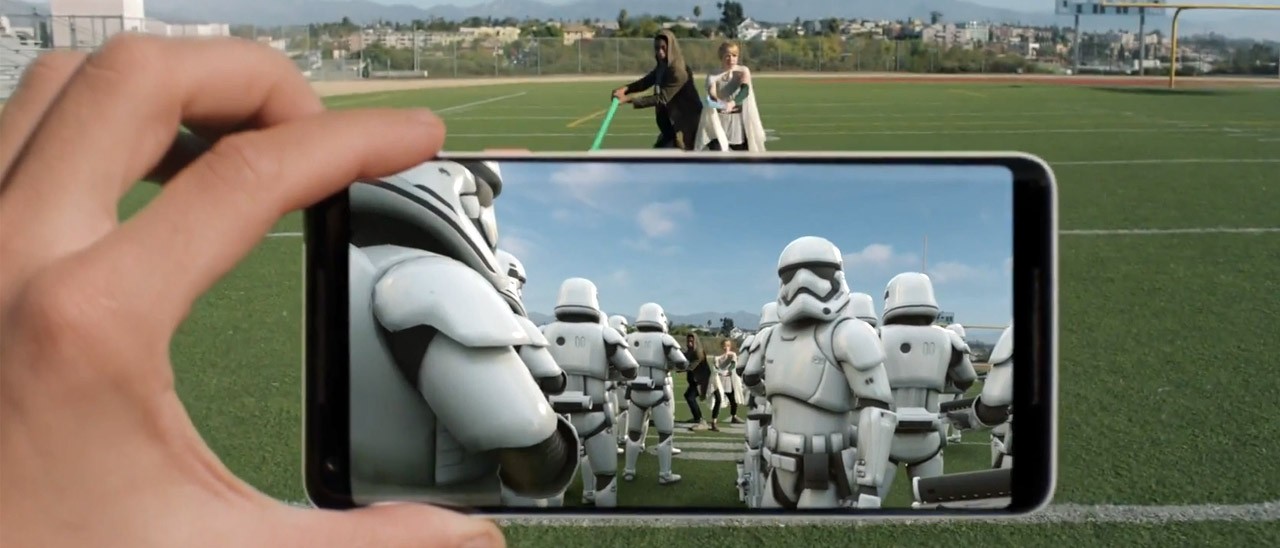 Gli adesivi AR di Star Wars su Pixel 2 XL