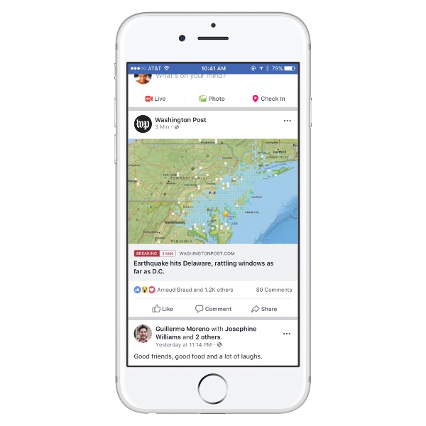 Facebook allarga il test del tag breaking