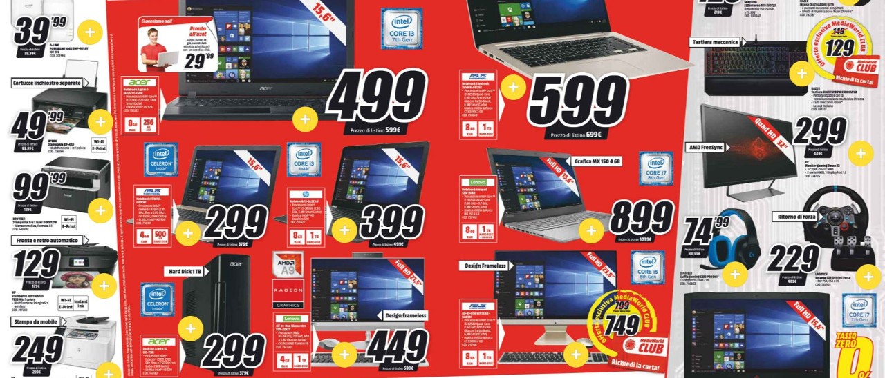 Volantino MediaWorld, arriva la computer mania