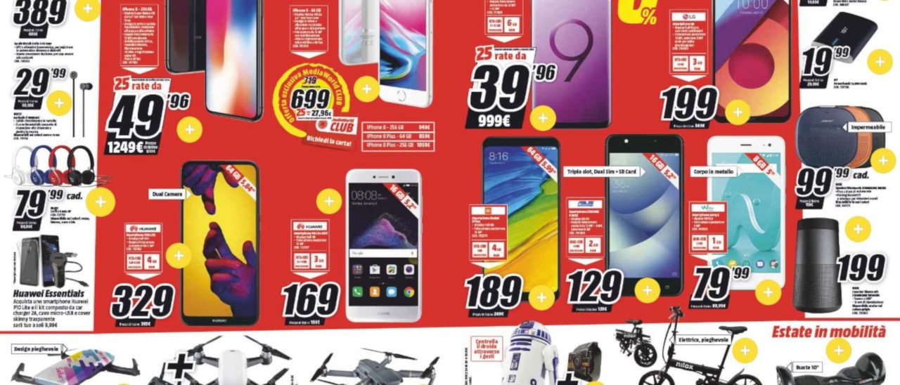 Volantino MediaWorld, Huawei P10 Lite a 199 euro