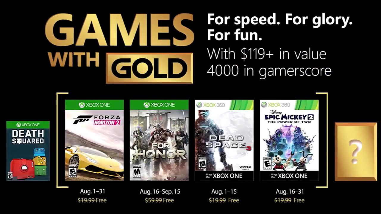 Games With Gold: ecco i videogiochi gratuiti di Agosto