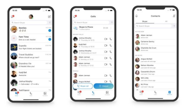 Skype, nuova interfaccia mobile